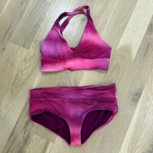 Athleta pink ombré M/L bikini swimsuit